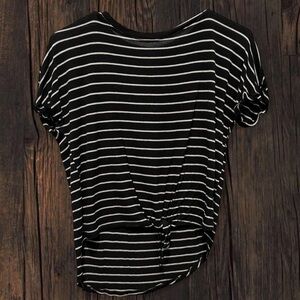 black & white striped tie-front top